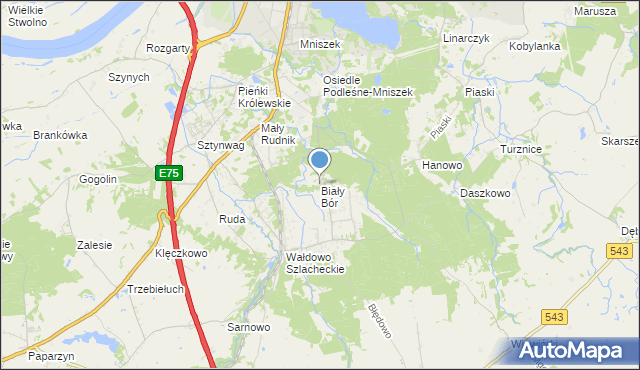 mapa Biały Bór, Biały Bór gmina Grudziądz na mapie Targeo